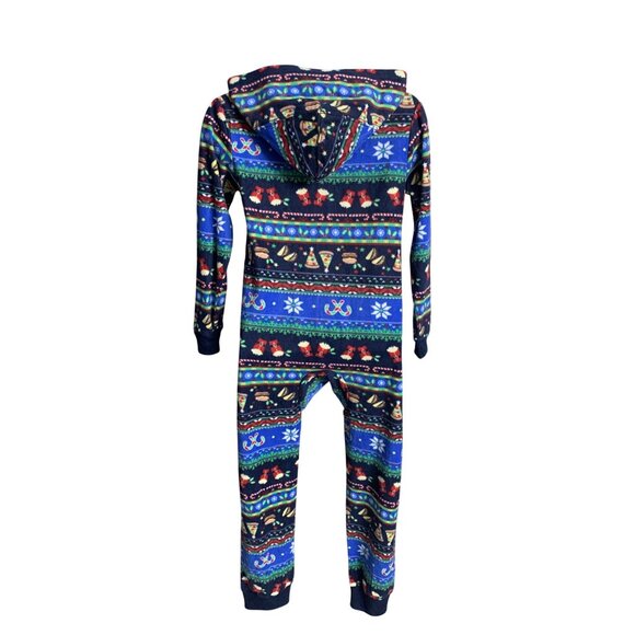 Cat & Jack Junior Multicolor Hooded Holiday-Themed Fleece Pajamas Size Small - Picture 4 of 10